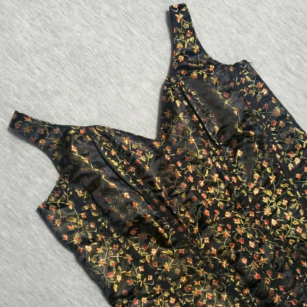 Vintage Mayela Floral Corset Lace Up Satiny Embroidered Sleeveless Tank Top